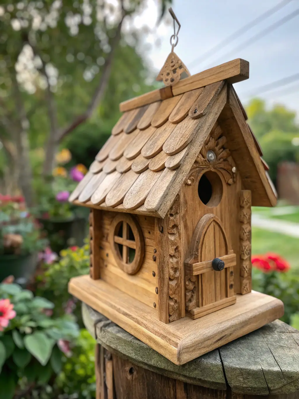 A picture of a newly constructed bird nesting box, installed as part of the organization's habitat enhancement initiative.
